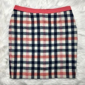 Boden British Tweed Wool Pink Plaid Skirt